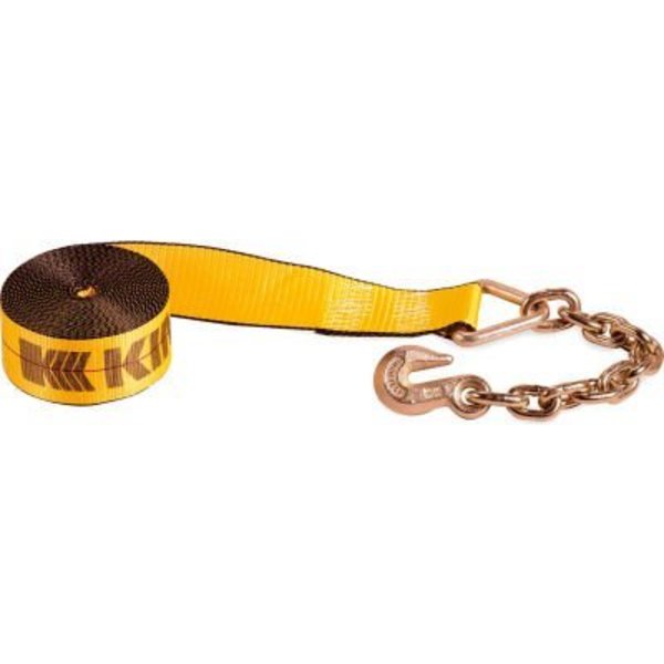 Kinedyne Kinedyne Winch Strap 423040 with Chain Anchor - 30' x 4" Gold 423040